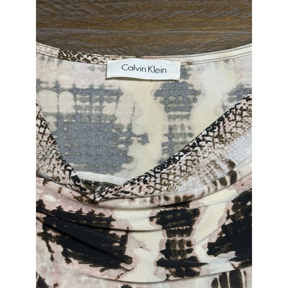 Calvin Klein Cowl Neck Medium Black Cream Abstract Snakeskin Preloved - Picture 4 of 5